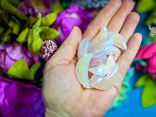 Load image into Gallery viewer, 1 1/2" Pink Rose Quartz AURA Crescent MOON