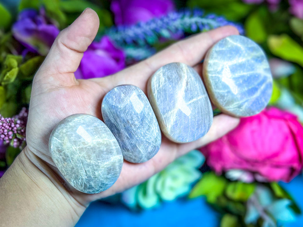 BLUE Moonstone Crystal Palmstones