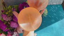Load and play video in Gallery viewer, 4&quot; PEACH Selenite ROUND Charging Bowl
