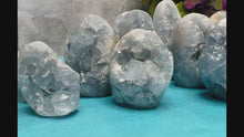 Load and play video in Gallery viewer, Ethically Sourced CELESTITE Freeforms, 25-450 Grams

