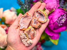 Load image into Gallery viewer, Large Pink Red Grey Raw Chalcedony Geodes