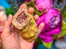 Load image into Gallery viewer, Large Pink Red Grey Raw Chalcedony Geodes