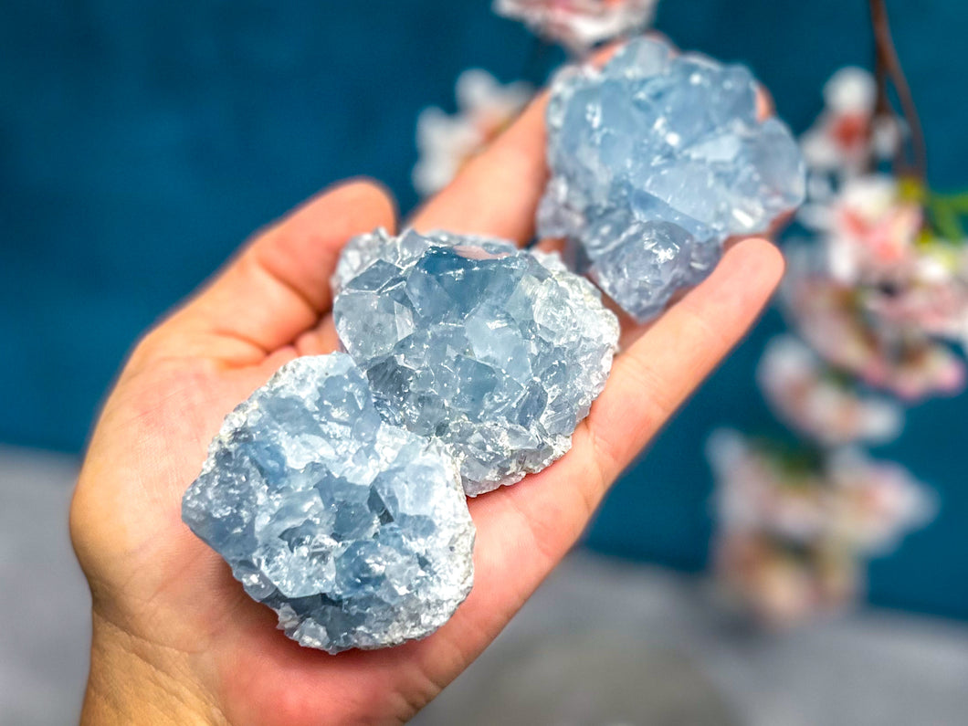Ethically Sourced CELESTITE Clusters 25-450 Grams
