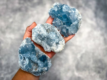 Load image into Gallery viewer, Ethically Sourced CELESTITE Clusters 25-450 Grams