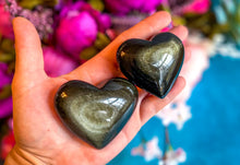 Load image into Gallery viewer, Gold Obsidian Hearts, Polished Gold Sheen Obsidian Crystal Hearts