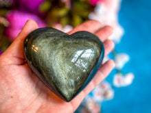 Load image into Gallery viewer, Gold Obsidian Hearts, Polished Gold Sheen Obsidian Crystal Hearts