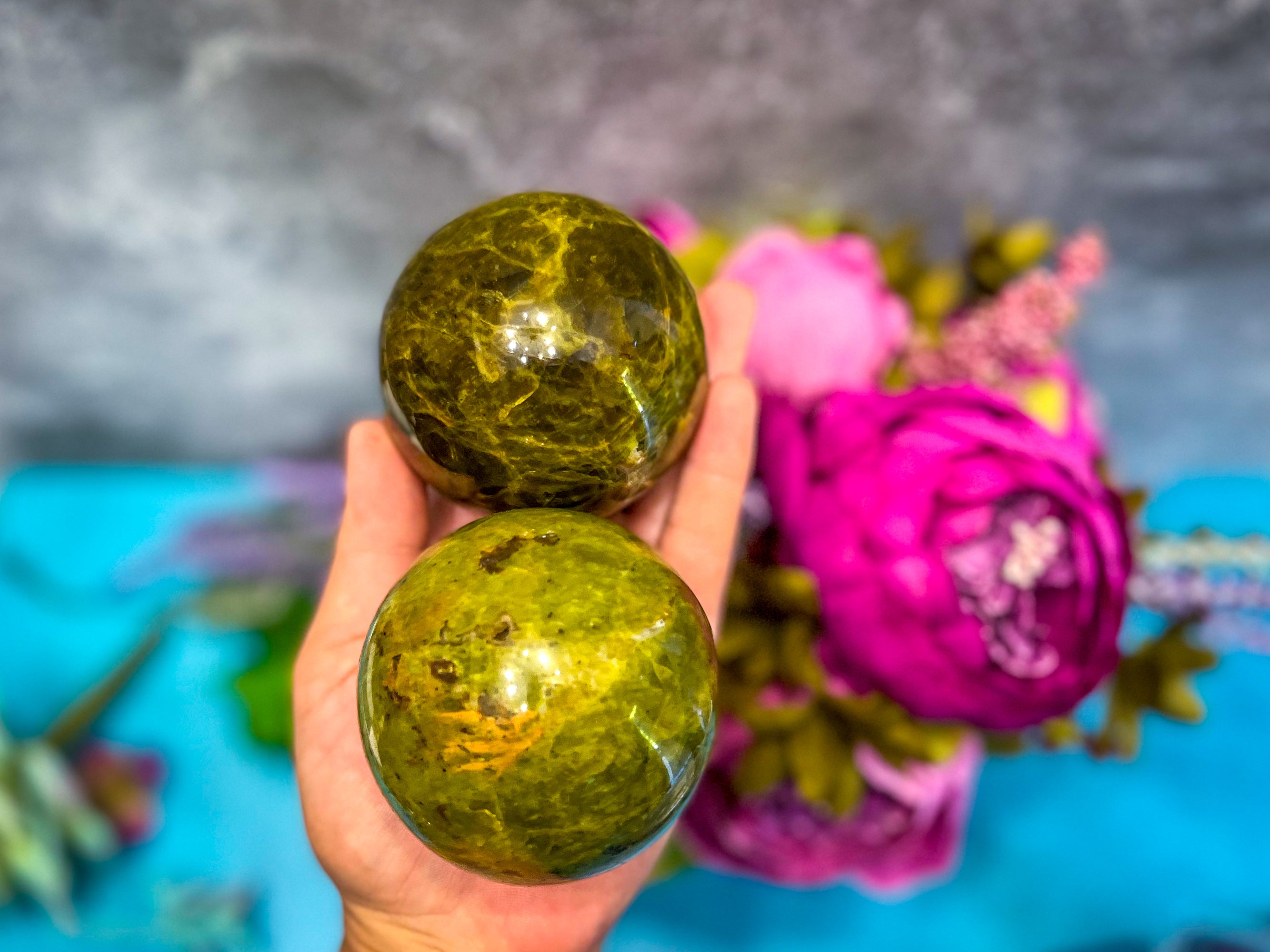 Green Opal Spheres 100750 grams, Ethically Sourced Crystals Mandala Gems