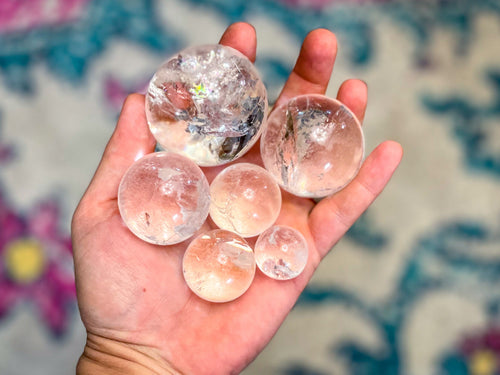 Clear Quartz Sphere many with Rainbows! quartz Crystal Ball