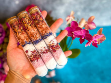 Load image into Gallery viewer, Goddess Rose Quartz Bath Salts in Glass Vials