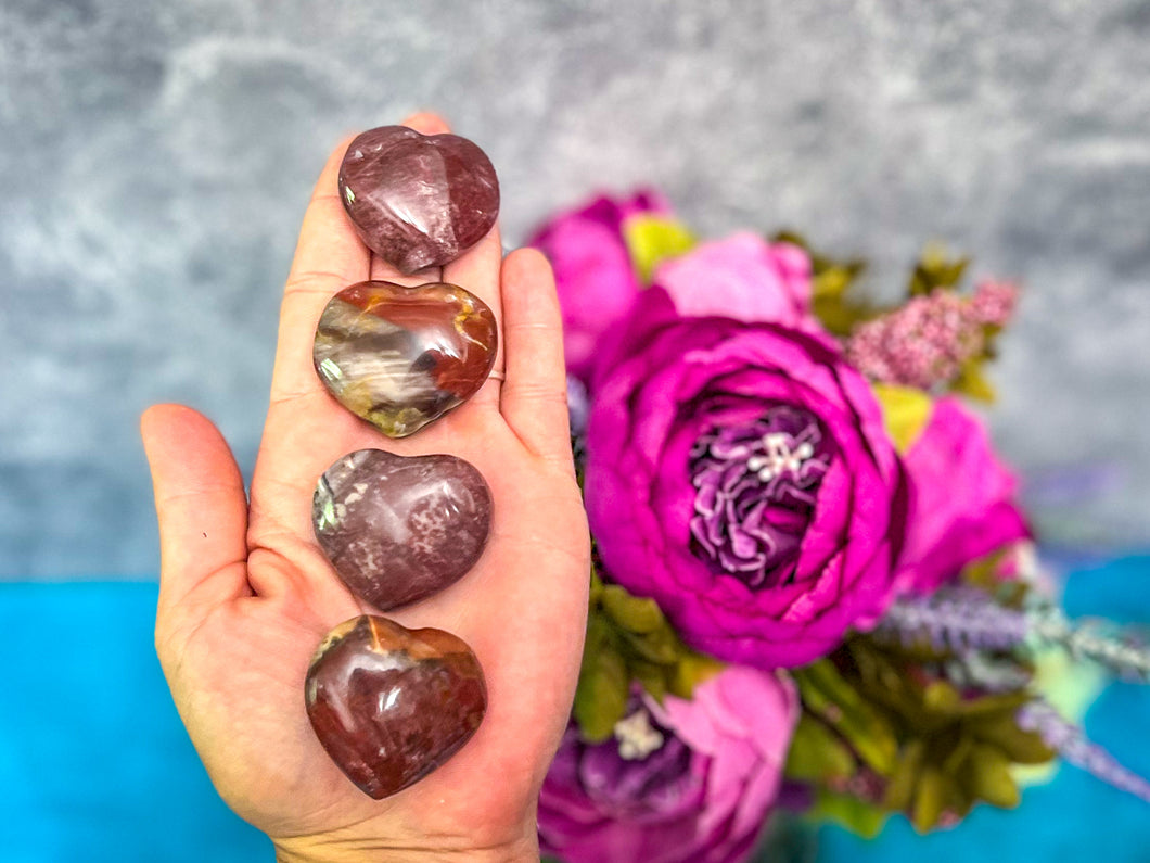 Ethically Sourced Petrified Wood Hearts, 2-5 cm