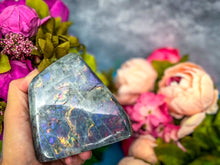 Load image into Gallery viewer, Large Purple Labradorite crystal Freeform, Rainbow Labradorite, White Labradorite