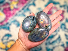 Load image into Gallery viewer, Rainbow Purple Labradorite Palm Stone, Ethically Sourced Spectrolite Crystals