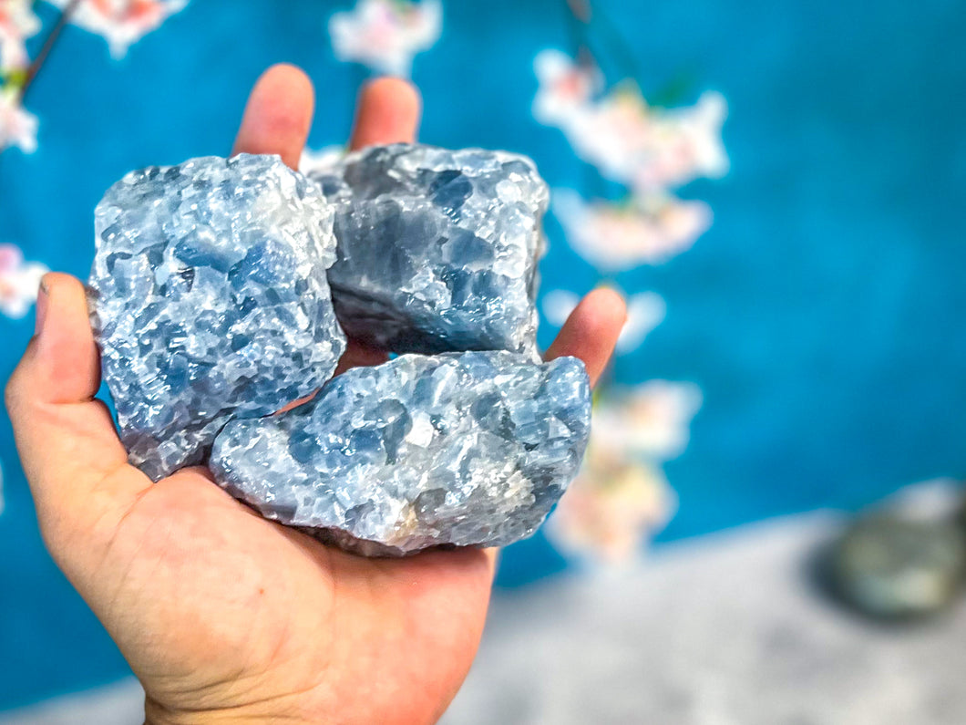 RAW BLUE CALCITE Chunks 50-450 grams