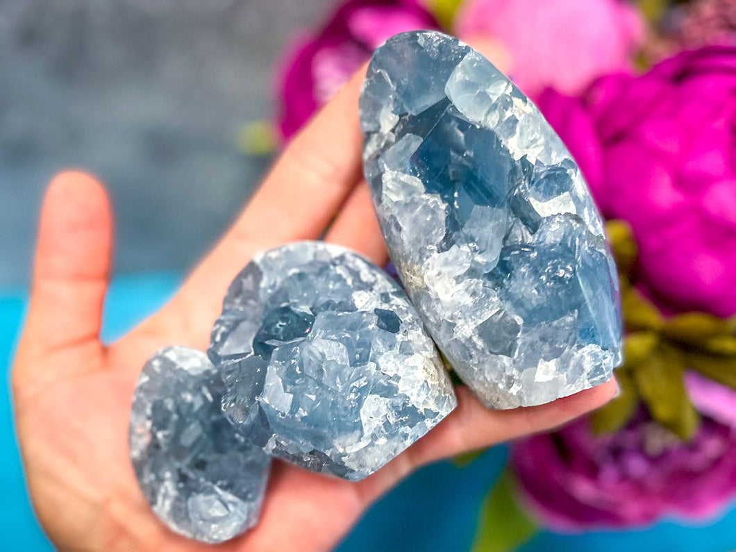 Ethically Sourced CELESTITE Freeforms, 25-450 Grams