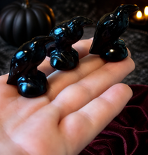 Load image into Gallery viewer, Black Obsidian Raven / Crow Figurine, Crystal Raven, Stone Crow
