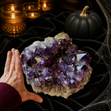 Load image into Gallery viewer, Room Stopping Amethyst in a Halloween setting
