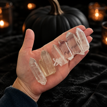 Load image into Gallery viewer, Silver quartz points in a Halloween setting
