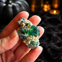 Load image into Gallery viewer, Druzy Dreams Pocket Fluorite Clusters Halloween product photo
