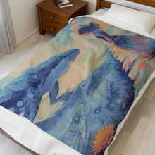 Load image into Gallery viewer, Oneirion - Velveteen Plush Blanket - Dreamy Whale Illustration
