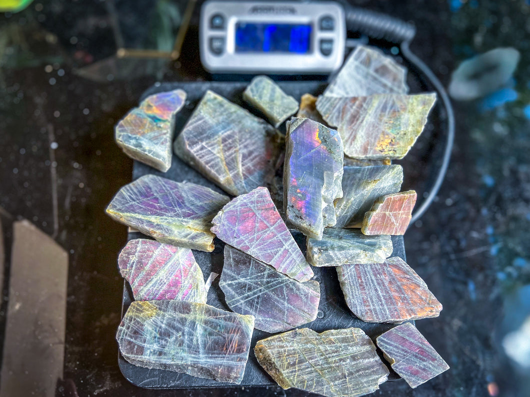 Bulk Rainbow Labradorite Slabs, Ethically Sourced Purple Labradorite Crystals, White Labradorite
