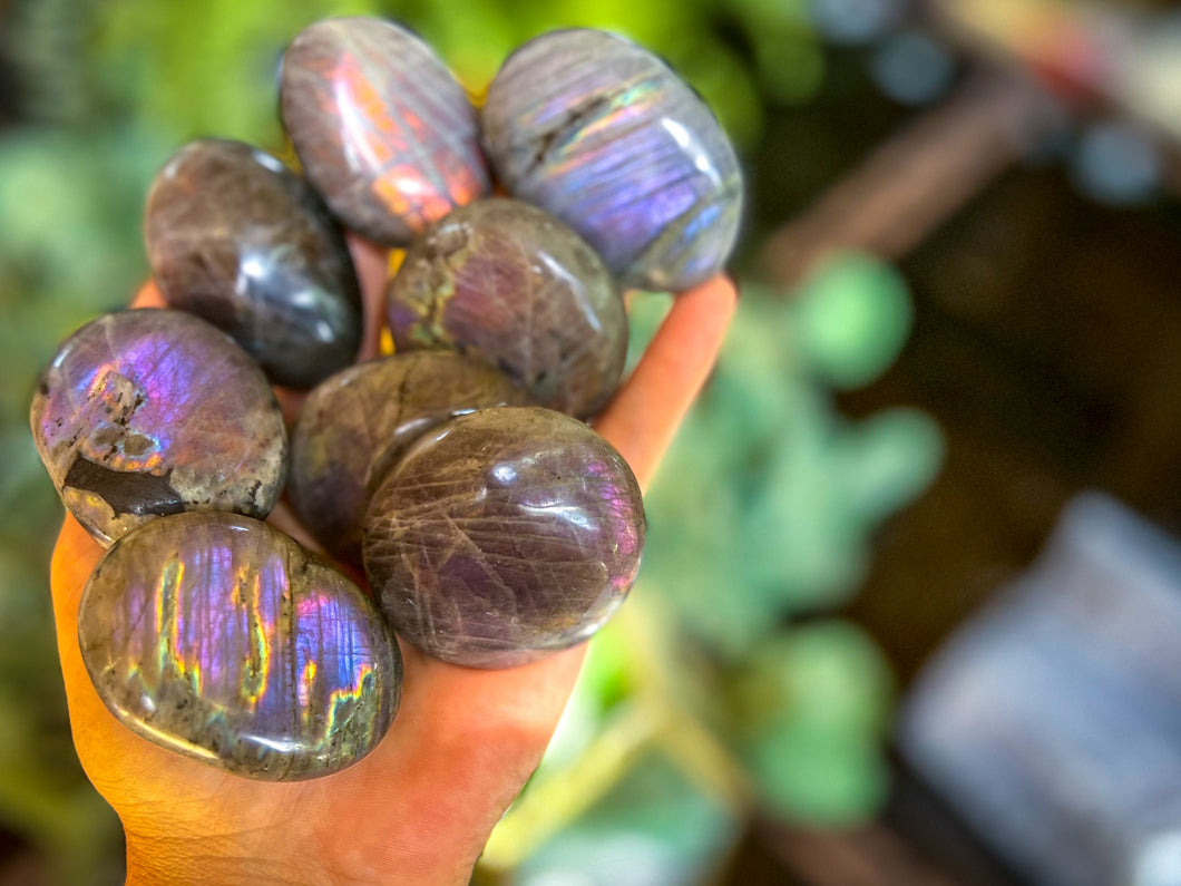 1 Lb Ethically Sourced Bulk Purple Labradorite Crystal Palmstones