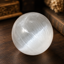 Load image into Gallery viewer, 2.5” selenite Crystal Ball, Selenite Sphere, Satin Spar Sphere
