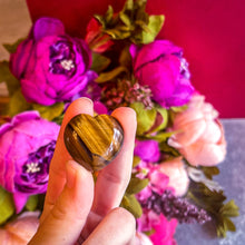 Load image into Gallery viewer, 3cm Gold Tigers Eye Crystal Hearts
