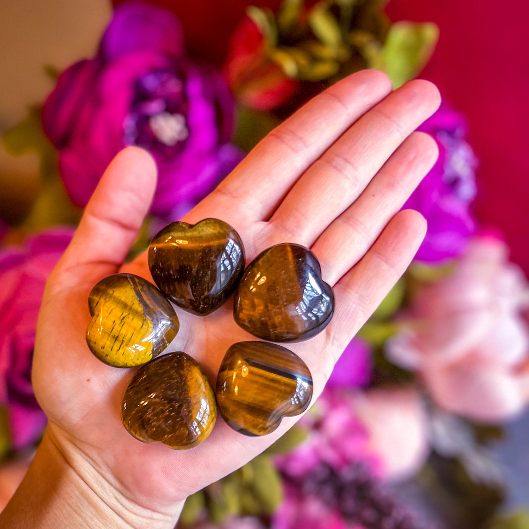 3cm Gold Tigers Eye Crystal Hearts for Valentines Day Gifts