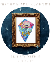 Load image into Gallery viewer, Bloom Within Art Print - 5x7 Botanical Crystal Poppy Art
