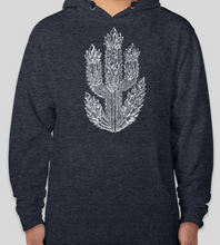 Load image into Gallery viewer, Navy hoodie with white cactus design on a plain background
