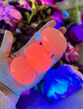 Load image into Gallery viewer, Pink Calcite Palm Stones, UV Reactive, Glows Pink, Fluorescent Minerals
