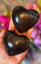 Load image into Gallery viewer, Silver Obsidian Crystal Hearts
