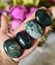 Load image into Gallery viewer, Moss Agate Crystal Palm Stones, Moss Agate Palm
