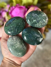 Load image into Gallery viewer, Moss Agate Crystal Palm Stones, Moss Agate Palm
