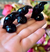 Load image into Gallery viewer, Black Obsidian Raven / Crow Figurine, Crystal Raven, Stone Crow
