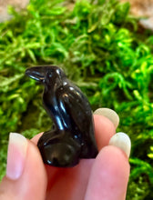 Load image into Gallery viewer, Black Obsidian Raven / Crow Figurine, Crystal Raven, Stone Crow
