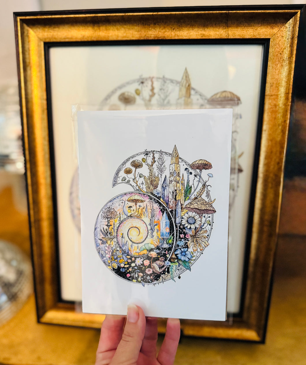 Ammonite Fine Art Print – 5x7 Ancient Fossil Crystal Spiral