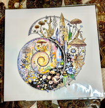 Load image into Gallery viewer, 10x10 Ammonite Fine Art Print, Transformational Art, Fantasy Art, Fossil Painting, Crystal Painting, Archival Print
