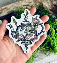 Load image into Gallery viewer, Tea for the Fae Sticker - Weatherproof Magical Teapot Vinyl Bumper Sticker, Laptop Sticker
