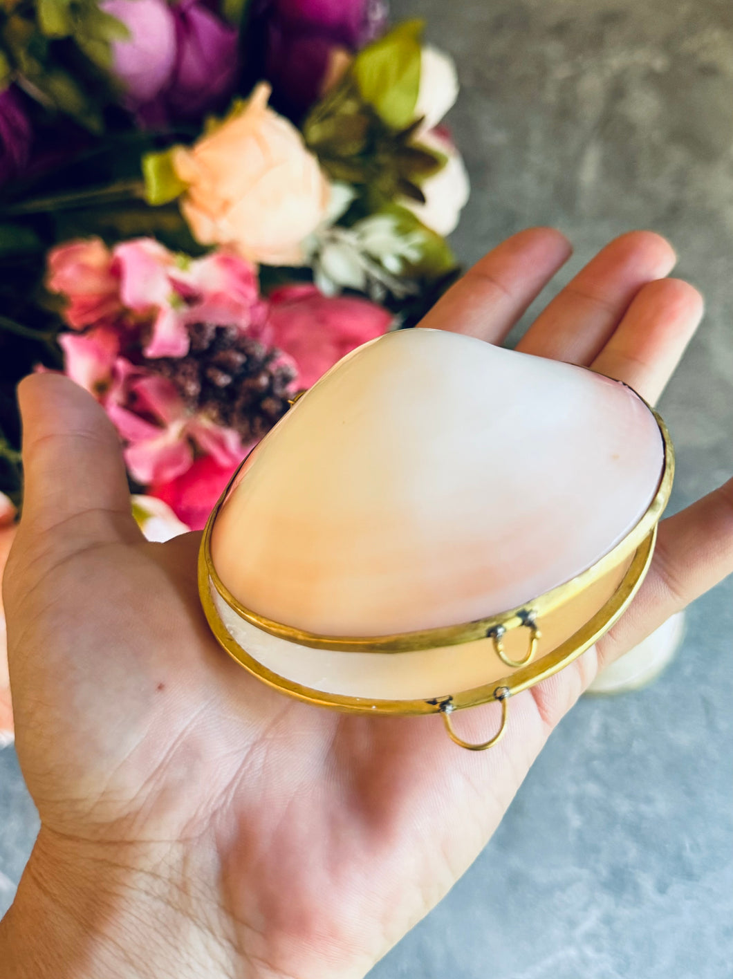 Gold-Edged Natural Shell Compacts, mermaid beach ocean themed Coin Purse, Ring Holder