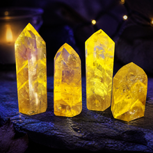 Load image into Gallery viewer, Phantom Powellite UV Reactive Towers – Quartz &amp; Light Amethyst from Bahia, Brazil
