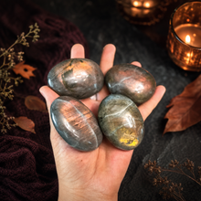 Load image into Gallery viewer, SUNSET Labradorite Palm Stone, Orange Labradorite, Yellow Labradorite, Pink Labradorite
