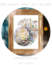 Load image into Gallery viewer, Ammonite Fine Art Print – 5x7 Ancient Fossil Crystal Spiral
