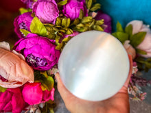 Load image into Gallery viewer, Huge Satin Spar Crystal Ball, Selenite Sphere, 2 1/2 Lbs 4&quot;
