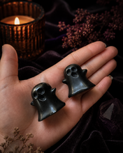Load image into Gallery viewer, Black Obsidian Crystal Ghost – Halloween Figurine, Halloween Decor
