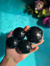 Load image into Gallery viewer, Black Tourmaline Crystal Spheres, Ethically Sourced Crystals, Protection Stone
