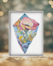 Load image into Gallery viewer, Bloom Within Art Print - 8.5x11 Botanical Crystal Poppy Art
