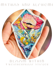 Load image into Gallery viewer, Bloom Within Sticker - Weatherproof Botanical Crystal Vinyl Bumper Sticker, Laptop Sticker,
