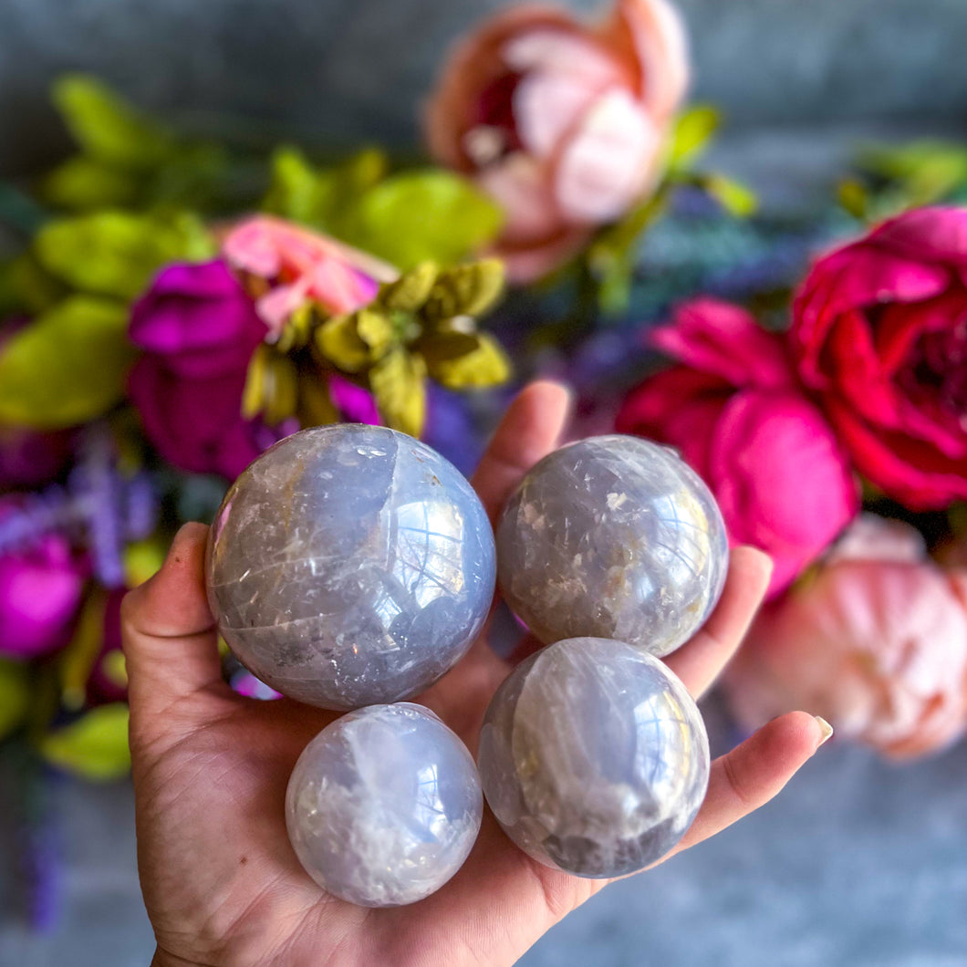 Ethically Sourced Small Blue Rose Quartz Spheres