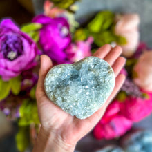 Load image into Gallery viewer, Ethically Sourced Large CELESTITE Hearts, B Quality, Gift for Mothers Day
